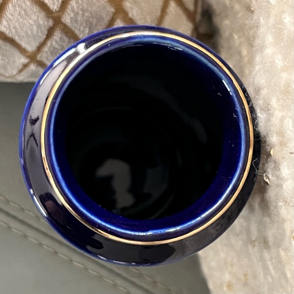 Vintage ASIAN CHINOISERIE Quail COBALT BLUE Botanical FINE VASE Made in Japan - Picture 8 of 11